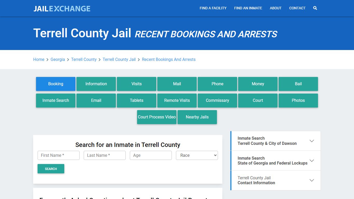 Terrell County Jail Recent Bookings And Arrests - Jail Exchange